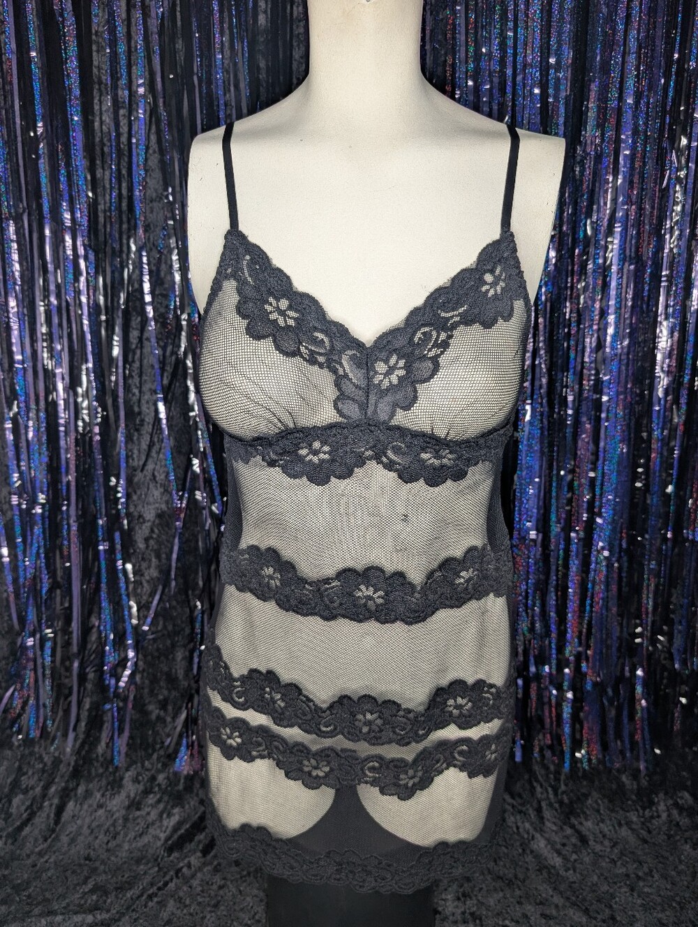 Rampage Goth Sexy Lace Floral Y2K cami dress